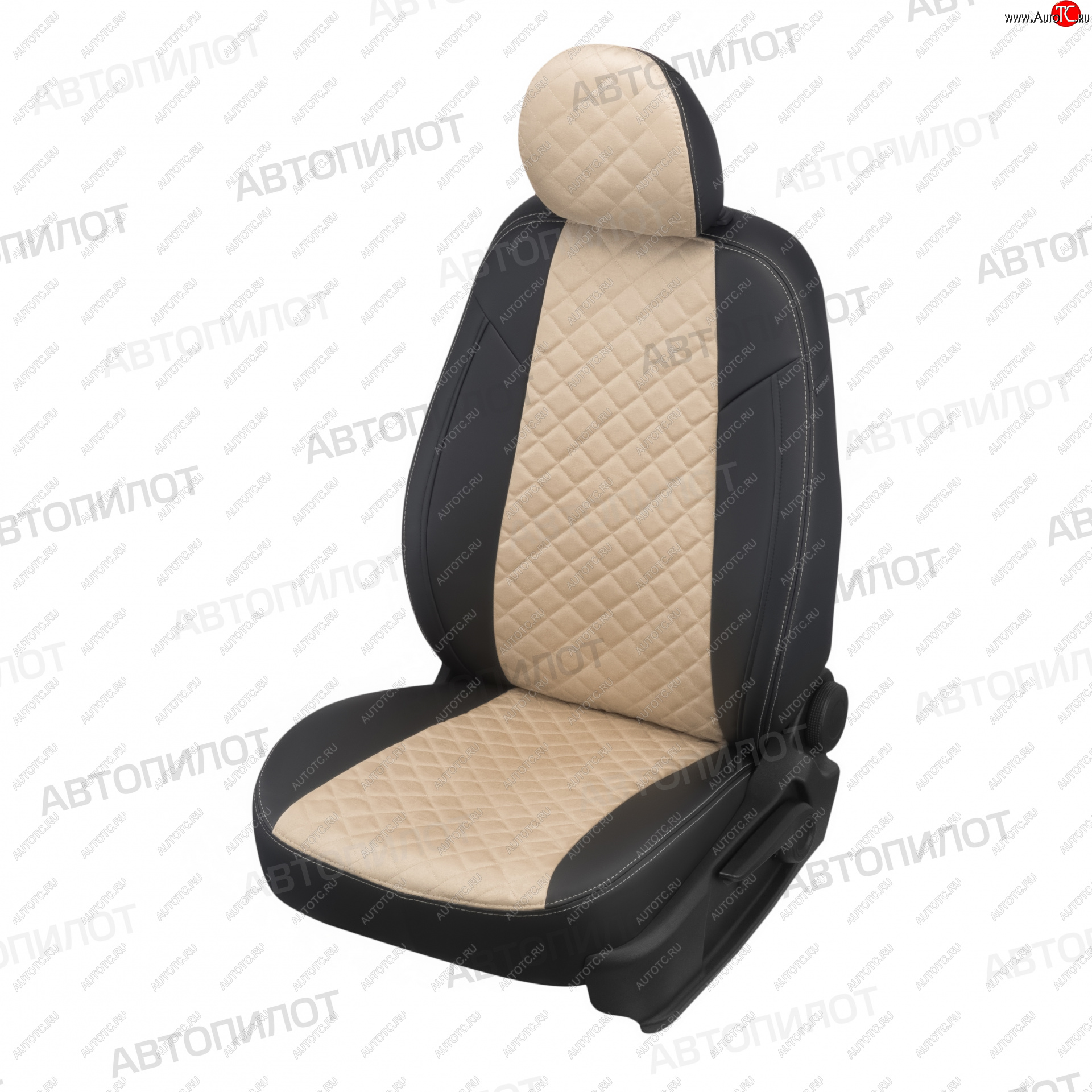 13 999 р. Чехлы сидений (экокожа/алькантара, сплошная) Автопилот Ромб  Audi A4 ( B6,  B7) (2000-2008) (черный/бежевый)