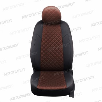 13 999 р. Чехлы сидений (экокожа/алькантара, сплошная) Автопилот Ромб  Audi A4 ( B6,  B7) (2000-2008) (черный/шоколад). Увеличить фотографию 2