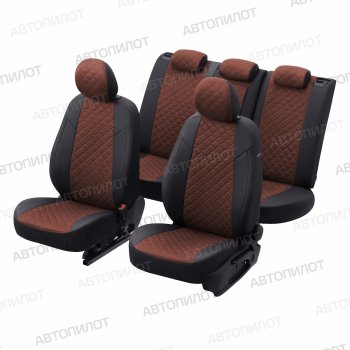 13 999 р. Чехлы сидений (экокожа/алькантара, сплошная) Автопилот Ромб  Audi A4 ( B6,  B7) (2000-2008) (черный/шоколад). Увеличить фотографию 5