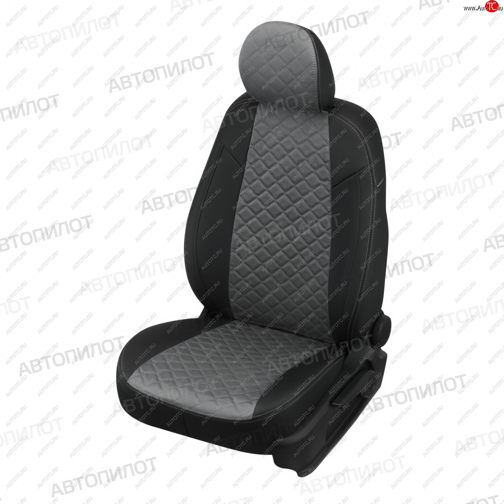 13 999 р. Чехлы сидений (экокожа/алькантара, сплошная) Автопилот Ромб  Audi A4 ( B6,  B7) (2000-2008) (черный/серый)