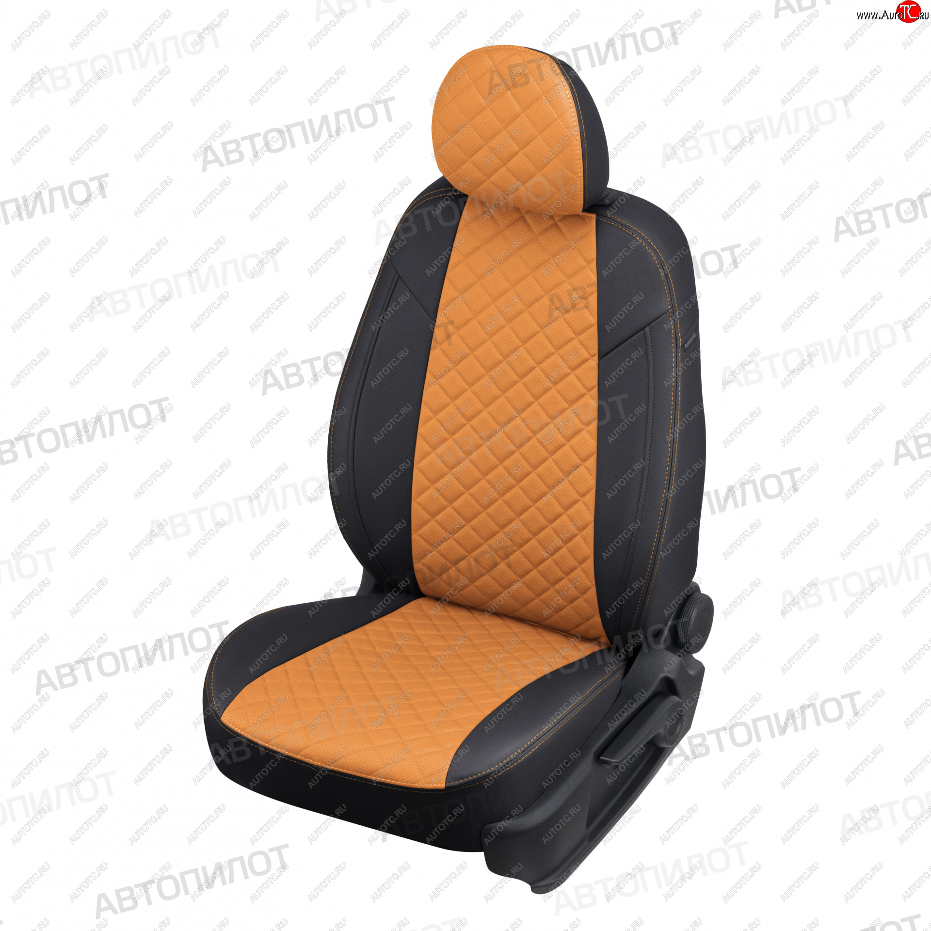 13 999 р. Чехлы сидений (экокожа, сплош. сп./с вырезом под подл.) Автопилот Ромб  Audi A4 ( B6,  B7) (2000-2008) (черный/оранж)