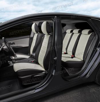 13 449 р. Чехлы сидений (экокожа, 40/60) Автопилот  Audi A6  C6 (2004-2010) (черный/белый). Увеличить фотографию 7