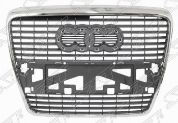 6 949 р. Решетка радиатора SAT (под гос. номера, хром)  Audi A6  C6 (2004-2008) (Неокрашенная). Увеличить фотографию 1