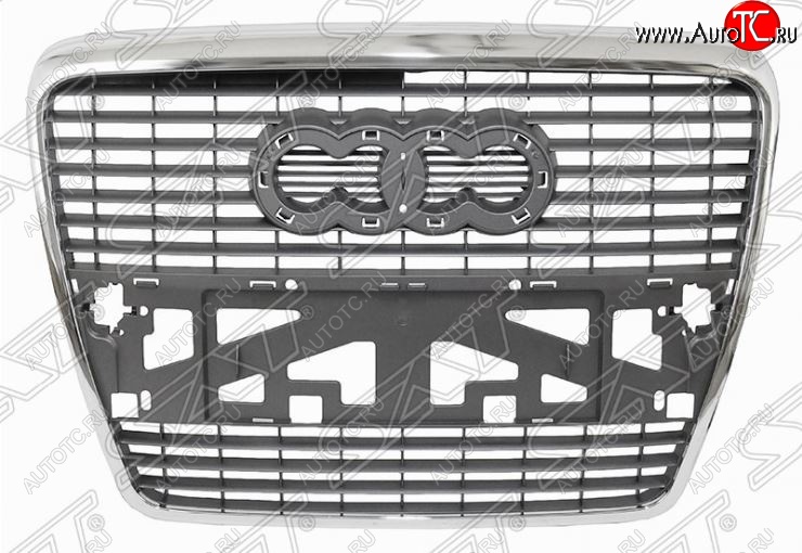 6 949 р. Решетка радиатора SAT (под гос. номера, хром)  Audi A6  C6 (2004-2008) (Неокрашенная)