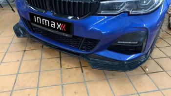 Накладки на сплиттер переднего бампера M-Perfomance (бумеранги) BMW (БМВ) 3 серия  G20 (2018-2022) G20 седан  (цвет: черный глянец)