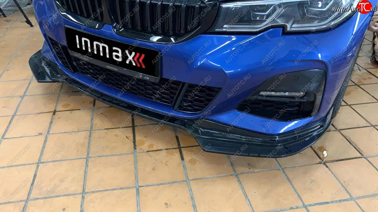 3 499 р. Накладки на сплиттер переднего бампера M-Perfomance (бумеранги)  BMW 3 серия  G20 (2018-2022) (цвет: черный глянец)
