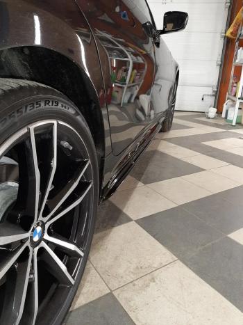 11 499 р. Пластиковые накладки M порогов  BMW 3 серия  G20 (2018-2022) (цвет: черный глянец). Увеличить фотографию 4