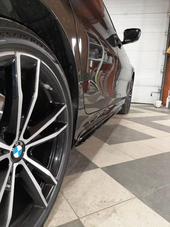 11 499 р. Пластиковые накладки M порогов BMW 3 серия G20 седан (2018-2022) (цвет: черный глянец). Увеличить фотографию 8