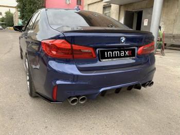5 149 р. Накладки M-Perfomance под задний бампер (мини-лезвия) Inmax BMW 5 серия G30 дорестайлинг, седан (2016-2020) (цвет: черный глянец). Увеличить фотографию 4