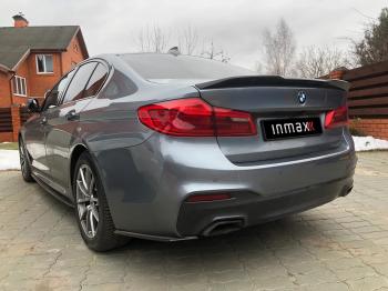 5 149 р. Накладки M-Perfomance под задний бампер (мини-лезвия) Inmax  BMW 5 серия  G30 (2016-2020) (цвет: черный глянец). Увеличить фотографию 6