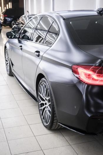 5 149 р. Накладки M-Perfomance под задний бампер (мини-лезвия) Inmax  BMW 5 серия  G30 (2016-2020) (цвет: черный глянец). Увеличить фотографию 8