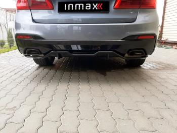 10 999 р. Диффузор заднего бампера М-Perfomance (2 клыка) BMW 5 серия G30 дорестайлинг, седан (2016-2020)Inmax (неокрашенный). Увеличить фотографию 2
