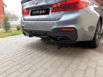 10 999 р. Диффузор заднего бампера М-Perfomance (2 клыка) BMW 5 серия G30 дорестайлинг, седан (2016-2020)Inmax (неокрашенный). Увеличить фотографию 3