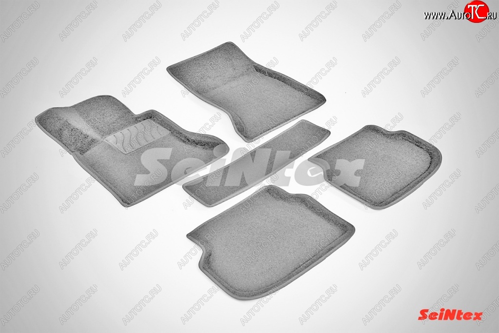 4 299 р. Износостойкие коврики в салон SeiNtex Premium 3D 4 шт. (ворсовые, серые)  BMW 5 серия  F10 (2009-2013)