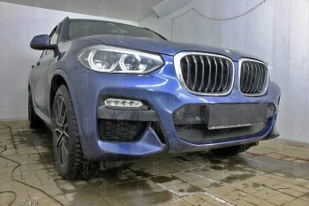 3 099 р. Защитная сетка радиатора в бампер Стрелка 11 Стандарт (алюминий/пластик, 2.0i /2.0d/3.0d, AT, Base)  BMW X3  G01 (2017-2021) (Цвет: черный). Увеличить фотографию 4