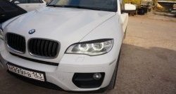 2 649 р. Реснички на фары Drive BMW X6 E71 рестайлинг (2012-2014) (Неокрашенные). Увеличить фотографию 1