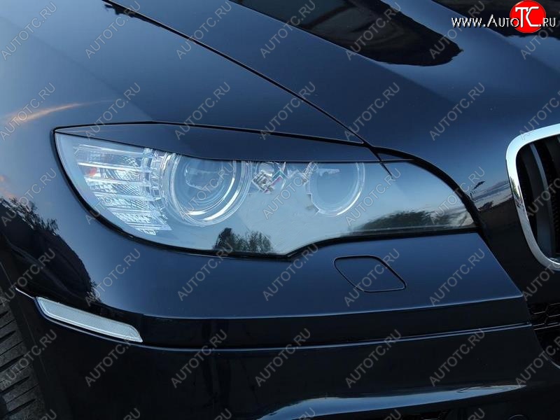 1 149 р. Реснички на фары Tuning-Sport v1 (для стандартных фар)  BMW X6  E71 (2008-2012) (Неокрашенные)
