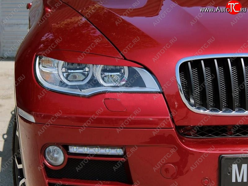 1 149 р. Реснички на фары (рестайлинг) Tuning-Sport v2 (для Led оптики) BMW X6 E71 дорестайлинг (2008-2012) (Неокрашенные)