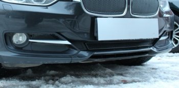 4 199 р. Защитная сетка радиатора в бампер Стрелка 11 Премиум (алюминий) BMW 3 серия F30 седан дорестайлинг (2012-2015) (Цвет: черный). Увеличить фотографию 1