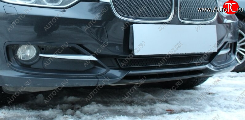 4 199 р. Защитная сетка радиатора в бампер Стрелка 11 Премиум (алюминий) BMW 3 серия F30 седан дорестайлинг (2012-2015) (Цвет: черный)