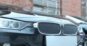 6 549 р. Защитная сетка решетки радиатора Стрелка 11 Премиум (алюминий) BMW 3 серия F30 седан дорестайлинг (2012-2015) (Цвет: черный). Увеличить фотографию 1