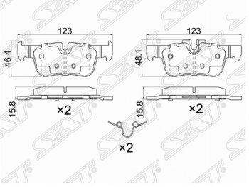 999 р. Комплект задних тормозных колодок SAT BMW X1 F48 дорестайлинг (2015-2019). Увеличить фотографию 1