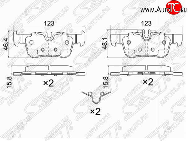 999 р. Комплект задних тормозных колодок SAT BMW X1 F48 дорестайлинг (2015-2019)