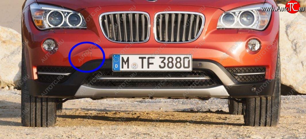 879 р. Заглушка в передний бампер SAT (под крюк, рестайлинг) BMW X1 E84 (2009-2015) (Неокрашенная)