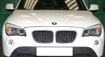 5 999 р. Защитная сетка решетки радиатора Стрелка 11 Премиум (алюминий)  BMW X1  E84 (2009-2015) (Цвет: черный). Увеличить фотографию 2