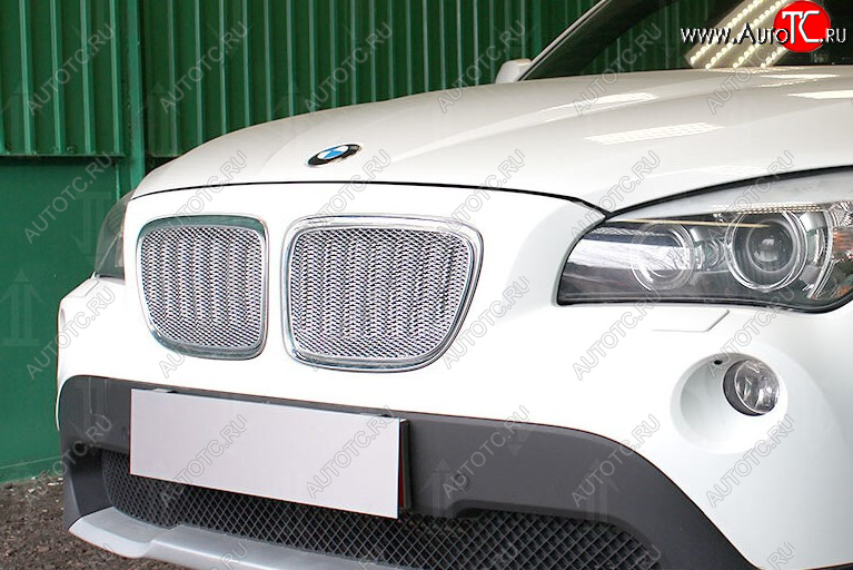 6 399 р. Защитная сетка решетки радиатора Стрелка 11 Премиум (алюминий)  BMW X1  E84 (2009-2015) (Цвет: хром)
