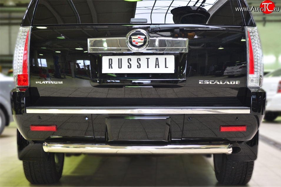 16 999 р. Защита заднего бампера (Ø76 мм, нержавейка) Russtal  Cadillac Escalade  GMT926 джип 5 дв. (2006-2014)