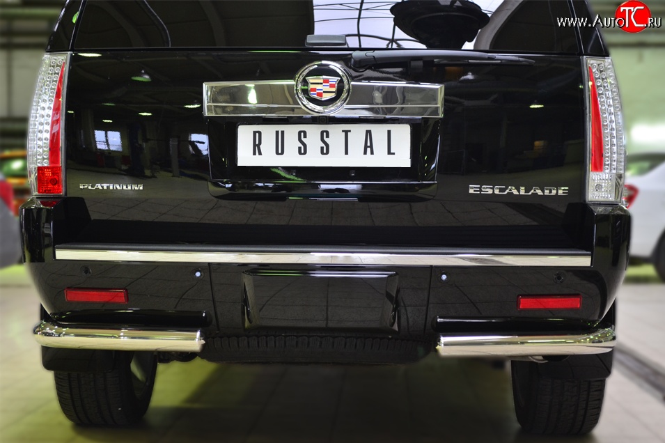 17 499 р. Защита заднего бампера (Ø76 мм уголки, нержавейка) Russtal  Cadillac Escalade  GMT926 джип 5 дв. (2006-2014)