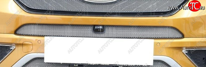 2 769 р. Защитная сетка радиатора в бампер Стрелка 11 Стандарт (алюминий/пластик, верхняя под камеру)  Chery Tiggo 7 (2016-2020) (Цвет: хром)