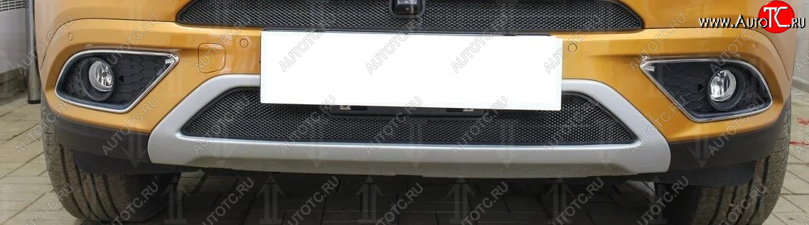 2 969 р. Защитная сетка радиатора в бампер Стрелка 11 Стандарт (алюминий/пластик, нижняя)  Chery Tiggo 7 (2016-2020) (Цвет: черный)