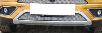3 099 р. Защитная сетка радиатора в бампер Стрелка 11 Стандарт (алюминий/пластик, нижняя)  Chery Tiggo 7 (2016-2020) (Цвет: хром). Увеличить фотографию 1