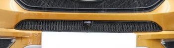 Защитная сетка радиатора в бампер Стрелка 11 Стандарт (алюминий/пластик, верхняя под камеру) Chery (Черри) Tiggo 7 (Тиго) (2016-2020)