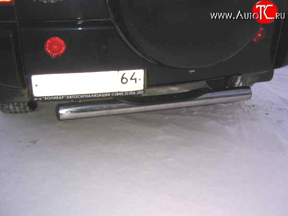 6 299 р. Защита заднего бампера из трубы диаметром 76 мм с пластиковой вставкой Slitkoff  Chery Tiggo T11 (2005-2013) (Нержавейка, Полированная)