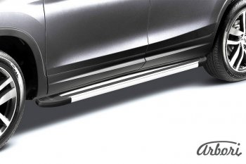 11 789 р. Порожки для ног Arbori Luxe Silver  Chevrolet Trailblazer  GM800 (2012-2016). Увеличить фотографию 1