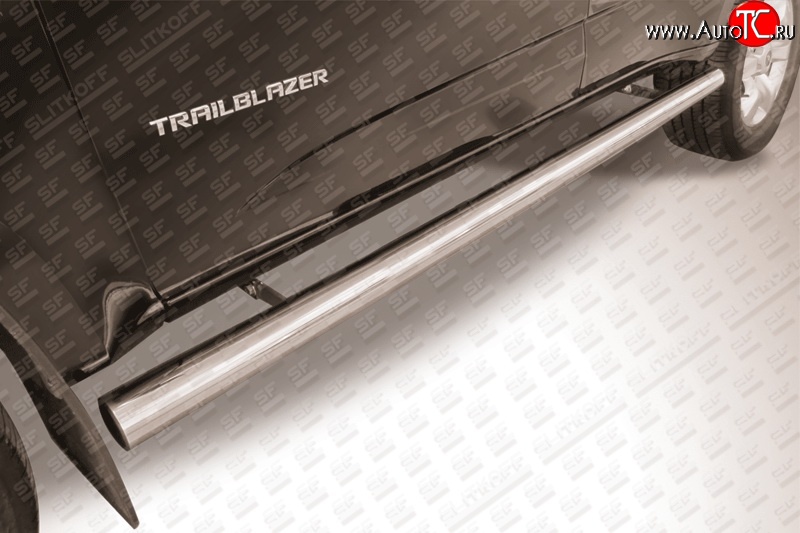 16 999 р. Защита порогов из круглой трубы диаметром 76 мм Slitkoff Chevrolet Trailblazer GM800 дорестайлинг (2012-2016) (Нержавейка, Полированная)