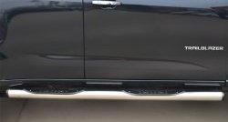 18 799 р. Защита порогов с пластиковыми вставками для ног из круглой трубы диаметром 76 мм Russtal  Chevrolet Trailblazer  GM800 (2012-2016) (Защита порогов с со скосами на торцах (вариант 1)). Увеличить фотографию 5