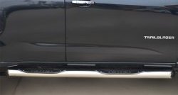 18 799 р. Защита порогов с пластиковыми вставками для ног из круглой трубы диаметром 76 мм Russtal  Chevrolet Trailblazer  GM800 (2012-2016) (Защита порогов с со скосами на торцах (вариант 1)). Увеличить фотографию 1