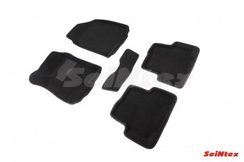 4 849 р. Износостойкие коврики в салон SeiNtex Premium 3D 4 шт. (ворсовые, черные)  Chevrolet Aveo  T300 (2011-2015). Увеличить фотографию 1