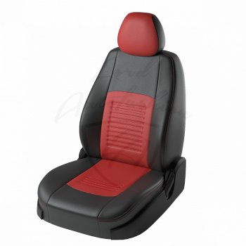 8 599 р. Чехлы для сидений Lord Autofashion Турин (экокожа)  Chevrolet Aveo ( T200,  T250) (2003-2011) (Чёрный, вставка красная). Увеличить фотографию 1