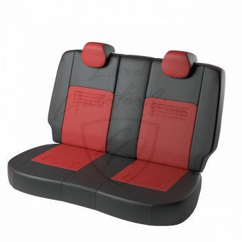 8 599 р. Чехлы для сидений Lord Autofashion Турин (экокожа)  Chevrolet Aveo ( T200,  T250) (2003-2011) (Чёрный, вставка красная). Увеличить фотографию 2