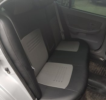 5 999 р. Чехлы для сидений Lord Autofashion Турин (экокожа)  Chevrolet Aveo ( T200,  T250) (2003-2011) (Чёрный, вставка серый). Увеличить фотографию 3