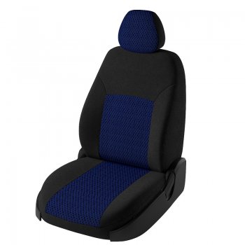 5 599 р. Чехлы для сидений Lord Autofashion Дублин (жаккард)  Chevrolet Aveo  T300 (2011-2015) (Черный, вставка Рогожка (синий)). Увеличить фотографию 1