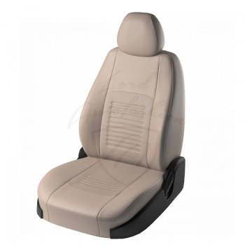 4 899 р. Чехлы для сидений Lord Autofashion Турин (экокожа)  Chevrolet Aveo  T300 (2011-2015) (Бежевый, вставка Бежевая). Увеличить фотографию 1