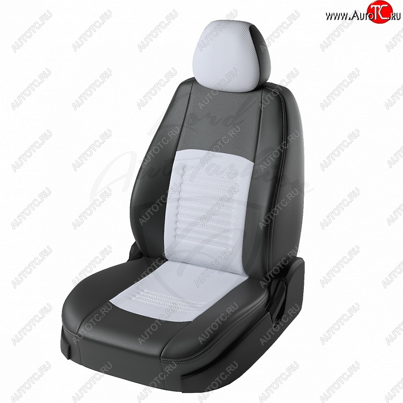 8 599 р. Чехлы для сидений Lord Autofashion Турин (экокожа)  Chevrolet Aveo  T300 (2011-2015) (Чёрный, вставка белая)