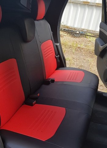 8 599 р. Чехлы для сидений Lord Autofashion Турин (экокожа)  Chevrolet Aveo  T300 (2011-2015) (Чёрный, вставка красная). Увеличить фотографию 4