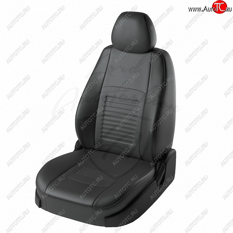 8 599 р. Чехлы для сидений Lord Autofashion Турин (экокожа)  Chevrolet Aveo  T300 (2011-2015) (Чёрный, вставка чёрная)